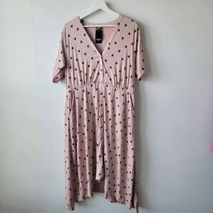 Torrid womens Shirt Dress size 2X Pink Black Button Up with/ Pockets Midi Arrow